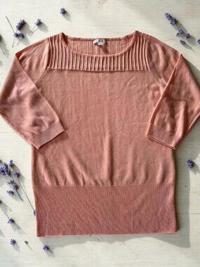 New York & Company Women's Sweater Size M Light Pink 3/4‎ Sleeve